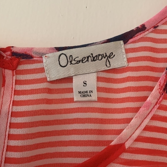 𝅺olsenboye Boho Sleeveless Blouse Striped Floral Red Women’s S - Picture 5 of 7